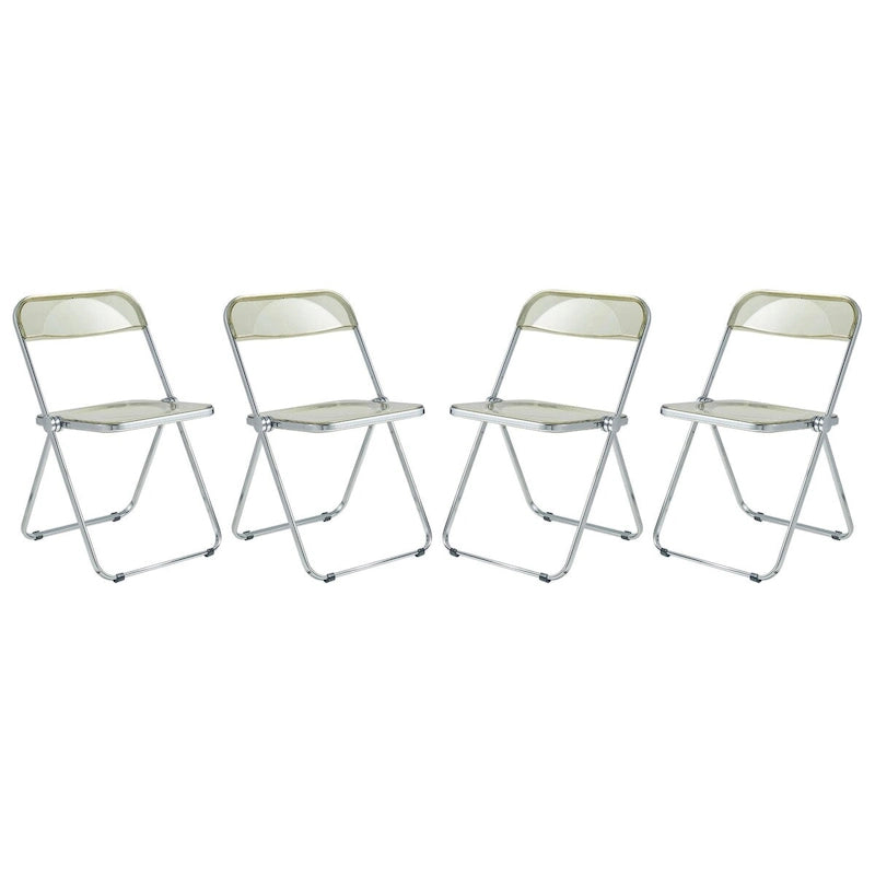 Acrylic Folding Dining Chair with Chrome Frame Set of 4 - Modern Style