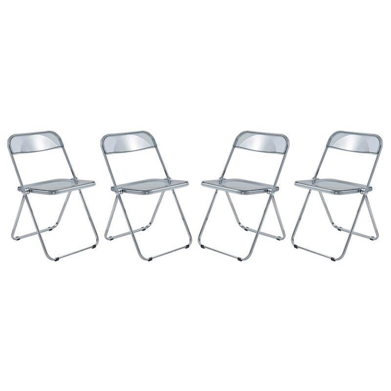 Acrylic Folding Dining Chair with Chrome Frame Set of 4 - Modern Style