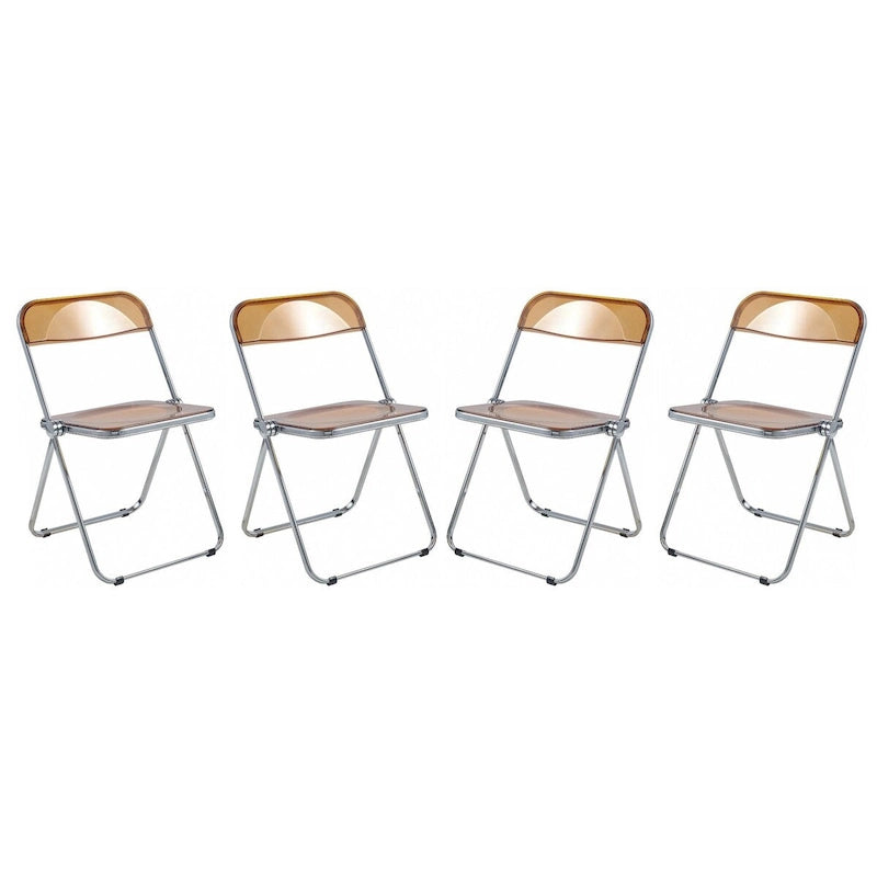 Acrylic Folding Dining Chair with Chrome Frame Set of 4 - Modern Style