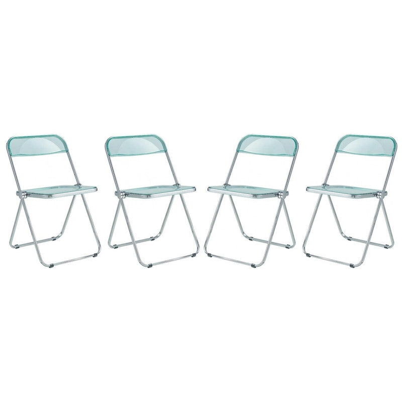 Acrylic Folding Dining Chair with Chrome Frame Set of 4 - Modern Style