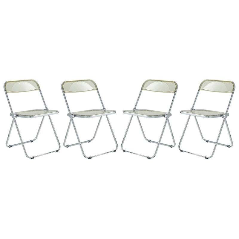 Acrylic Folding Dining Chair with Chrome Frame Set of 4 - Modern Style