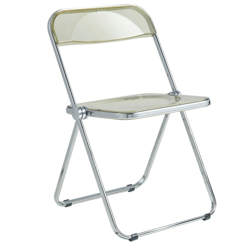 Acrylic Folding Dining Chair with Chrome Frame Set of 4 - Modern Style