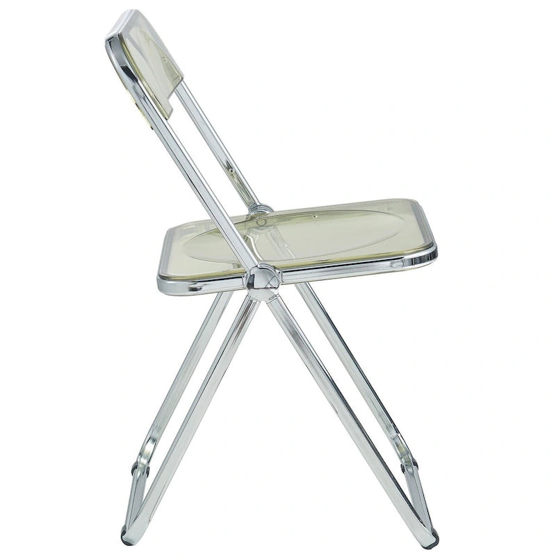 Acrylic Folding Dining Chair with Chrome Frame Set of 4 - Modern Style