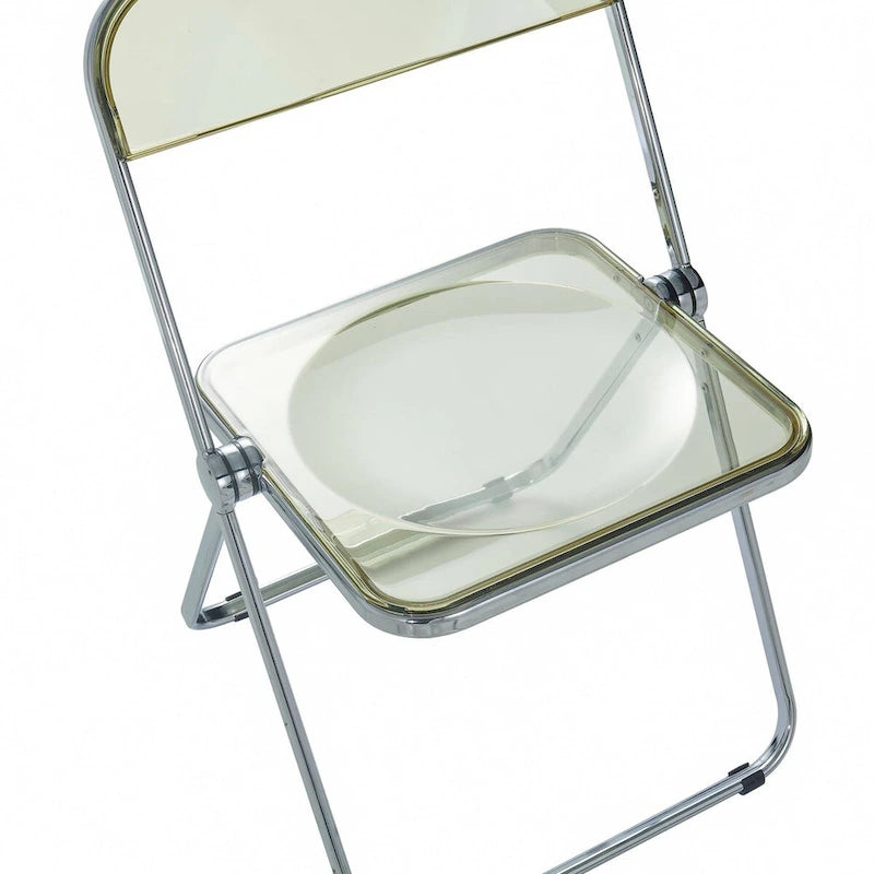 Acrylic Folding Dining Chair with Chrome Frame Set of 4 - Modern Style