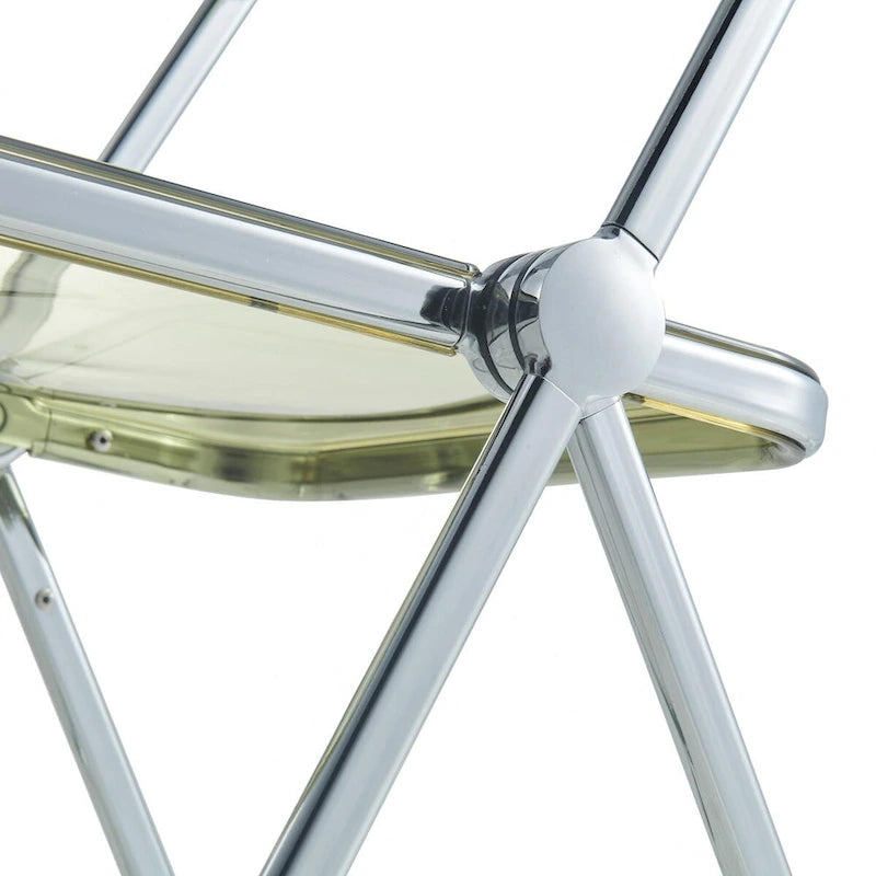 Acrylic Folding Dining Chair with Chrome Frame Set of 4 - Modern Style