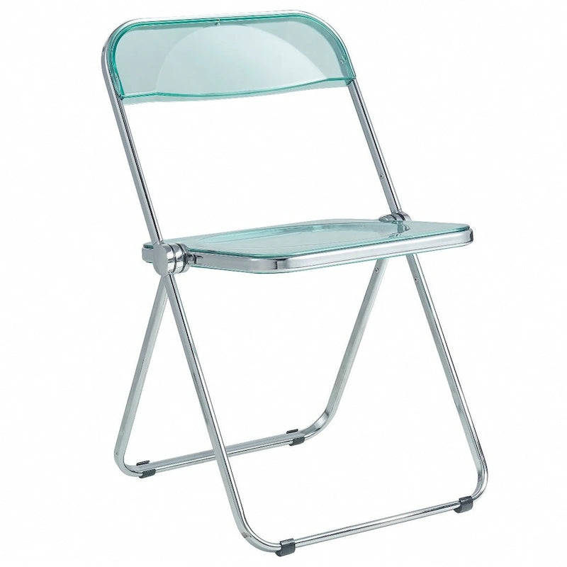 Acrylic Folding Dining Chair with Chrome Frame Set of 4 - Modern Style