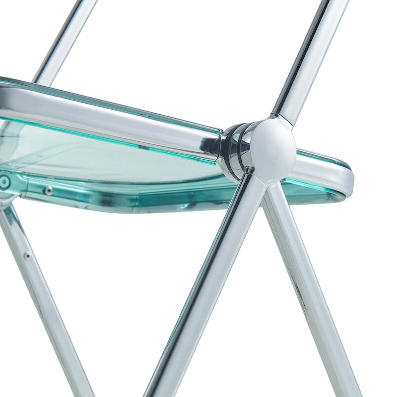 Acrylic Folding Dining Chair with Chrome Frame Set of 4 - Modern Style