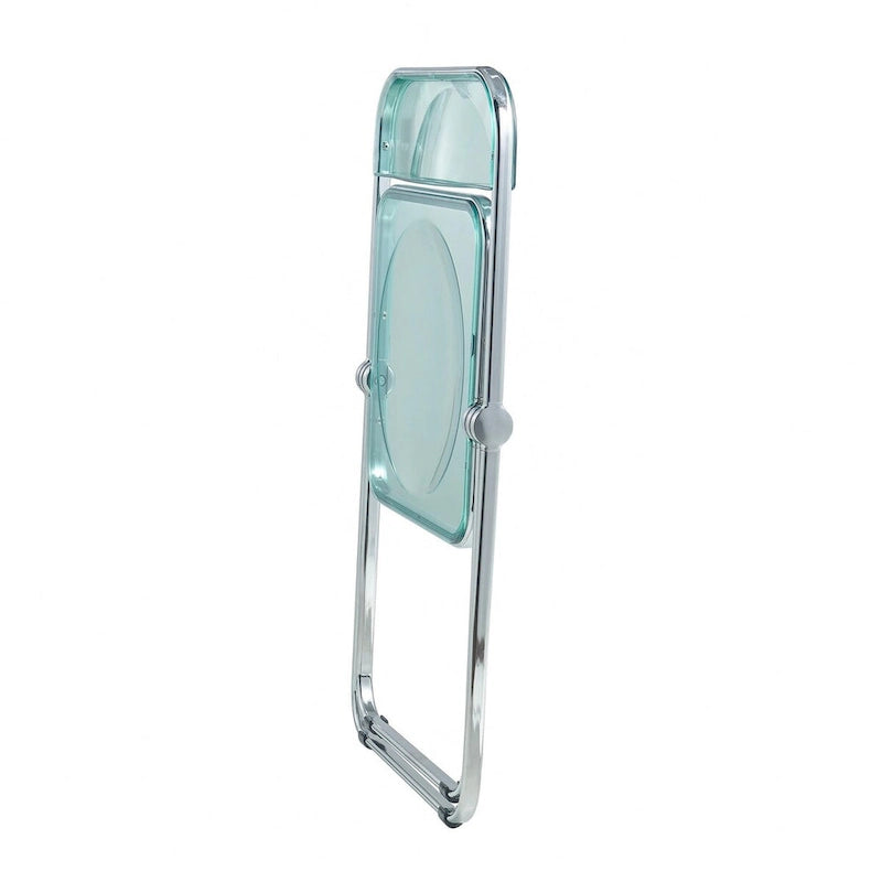 Acrylic Folding Dining Chair with Chrome Frame Set of 4 - Modern Style