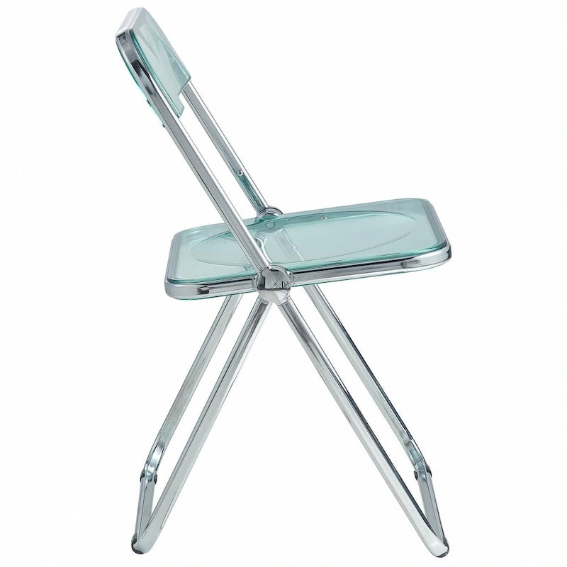 Acrylic Folding Dining Chair with Chrome Frame Set of 4 - Modern Style