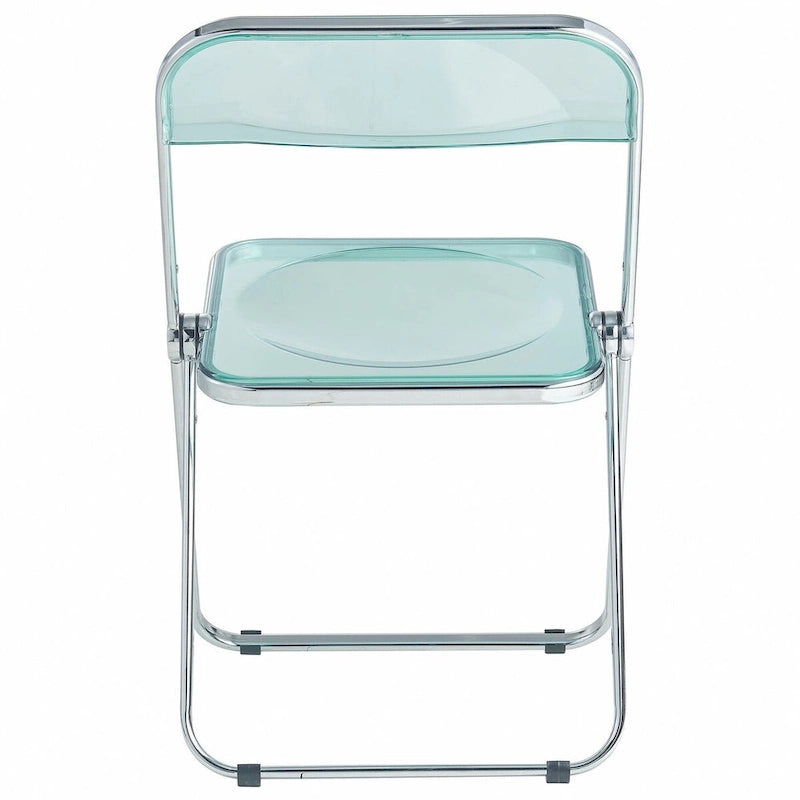 Acrylic Folding Dining Chair with Chrome Frame Set of 4 - Modern Style