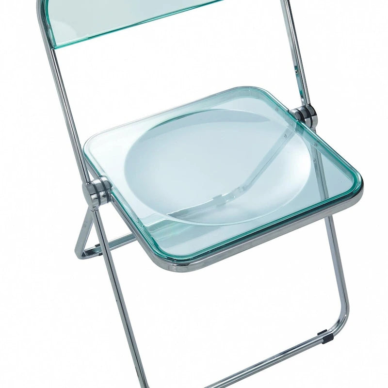 Acrylic Folding Dining Chair with Chrome Frame Set of 4 - Modern Style