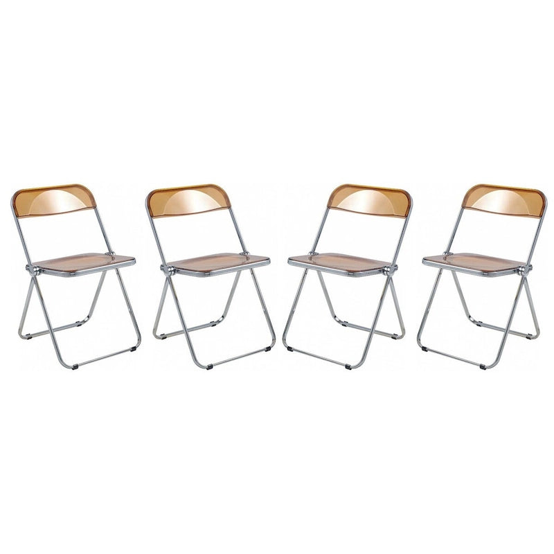 Acrylic Folding Dining Chair with Chrome Frame Set of 4 - Modern Style