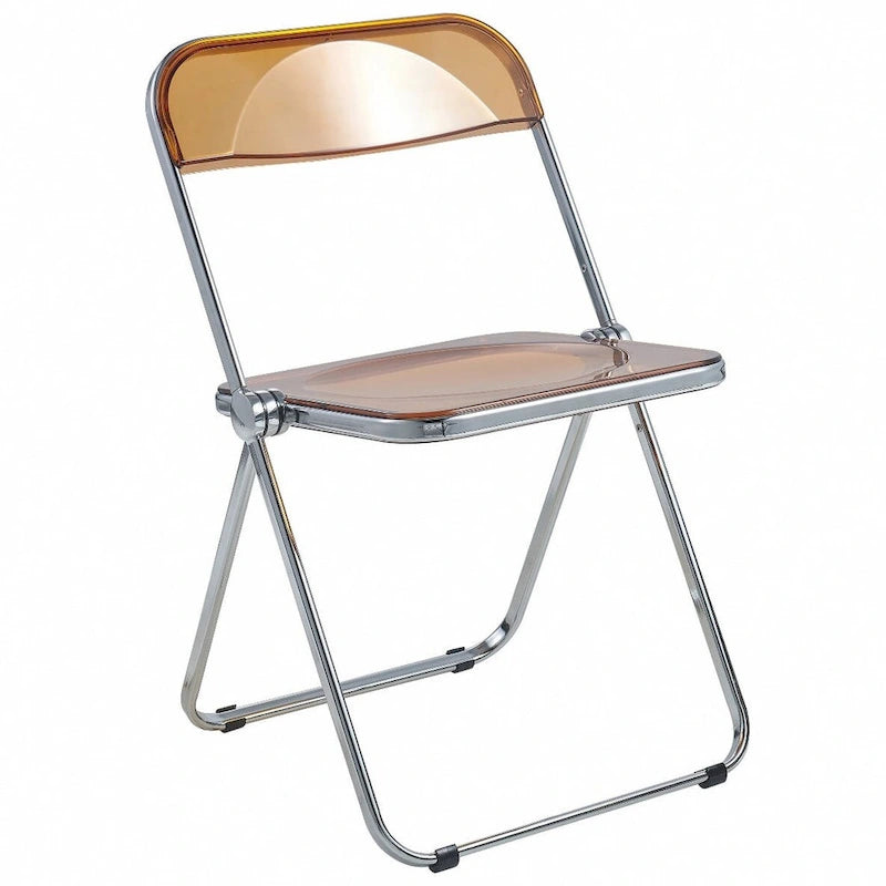 Acrylic Folding Dining Chair with Chrome Frame Set of 4 - Modern Style
