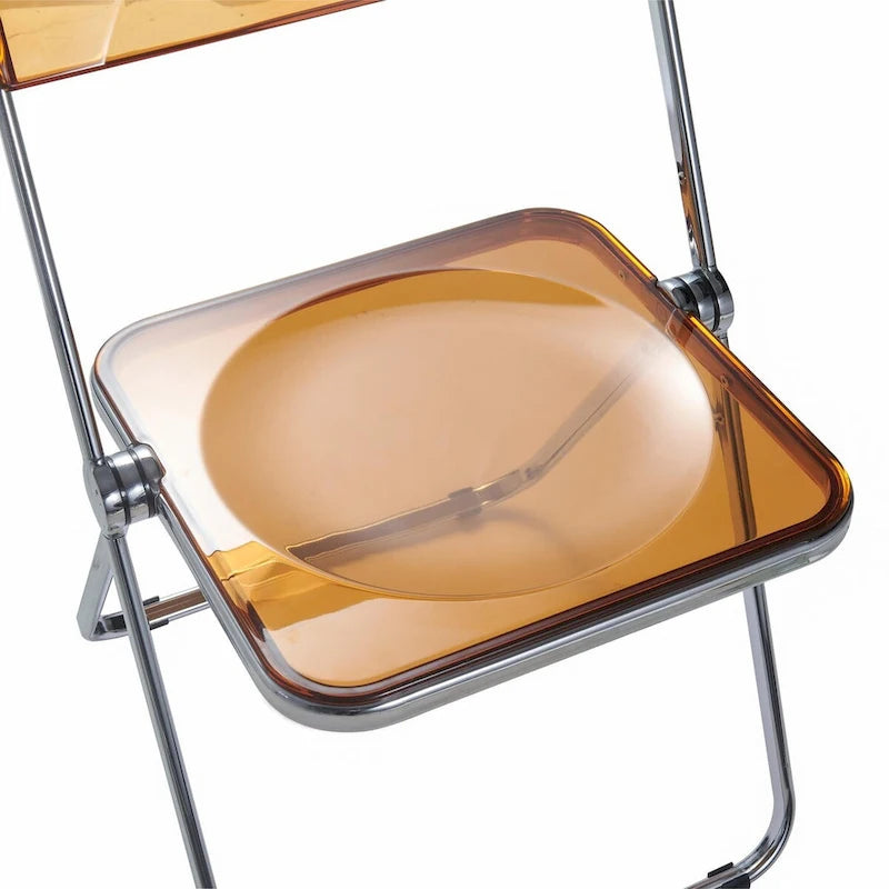Acrylic Folding Dining Chair with Chrome Frame Set of 4 - Modern Style