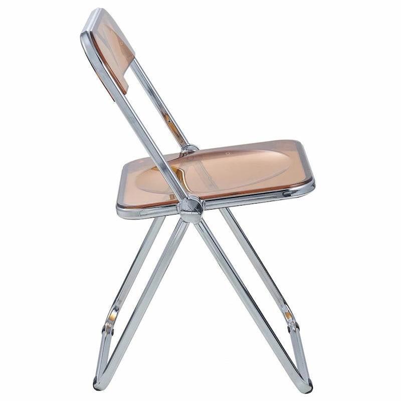 Acrylic Folding Dining Chair with Chrome Frame Set of 4 - Modern Style