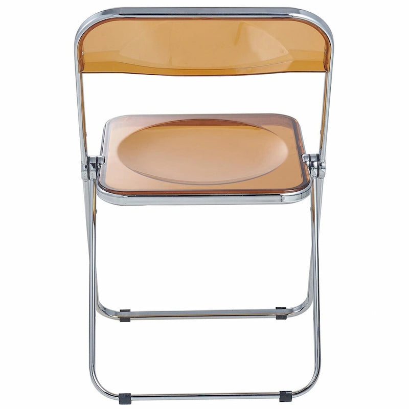 Acrylic Folding Dining Chair with Chrome Frame Set of 4 - Modern Style