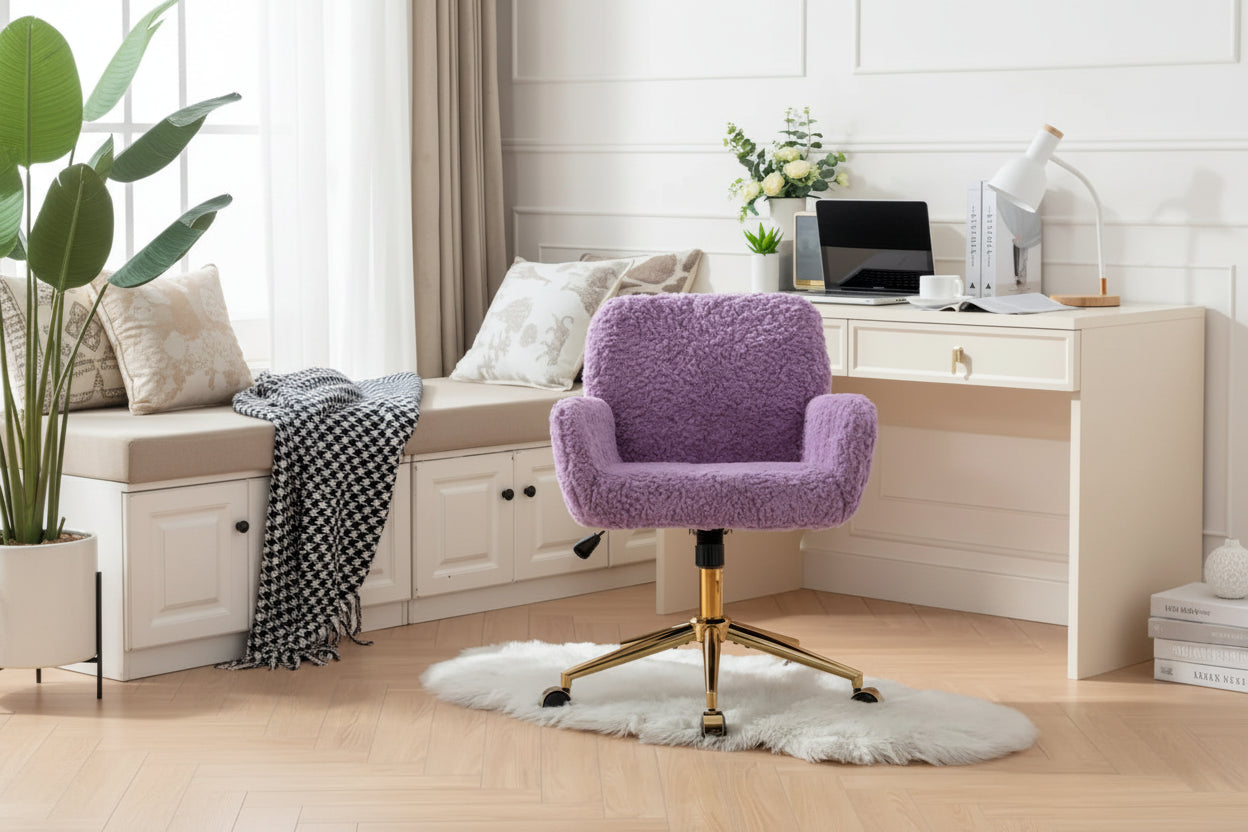 Furniture Office Chair,Artificial rabbit hair Home Office Chair with Golden Metal Base