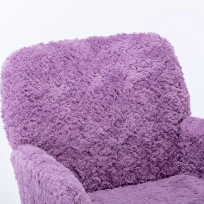 Faux Rabbit Fur Home Office Chair with Golden Metal Base - Adjustable Height and Tilt