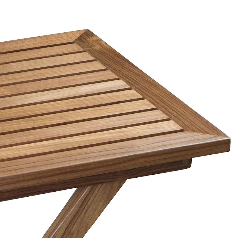 Solid Teak Folding Slat Table - Moisture Resistant, No Assembly Required