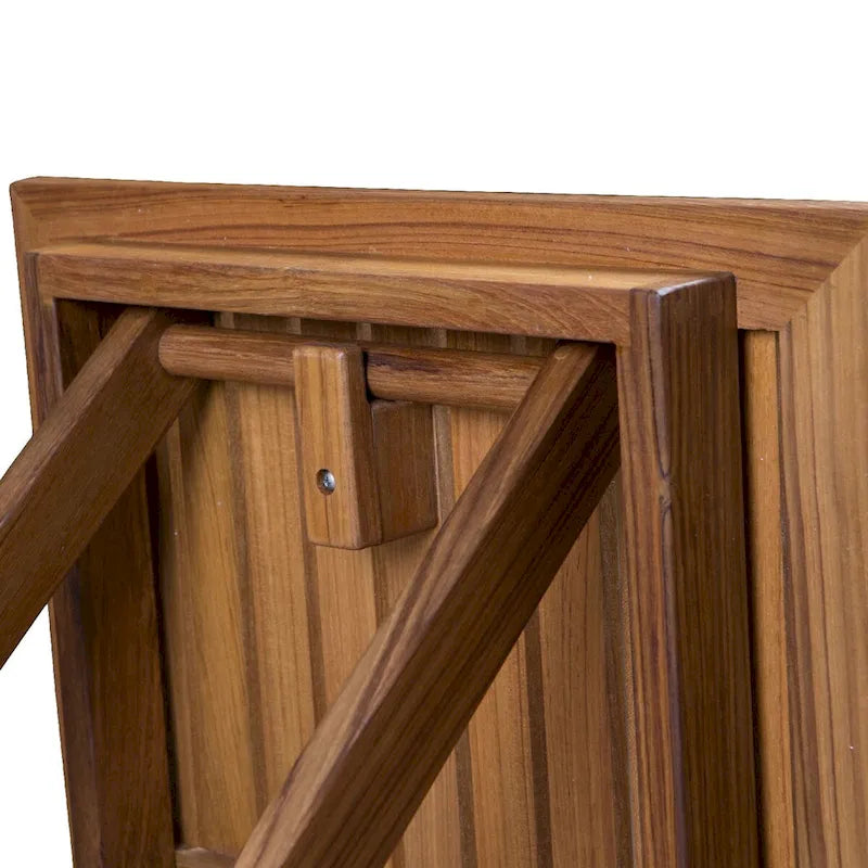 Solid Teak Folding Slat Table - Moisture Resistant, No Assembly Required