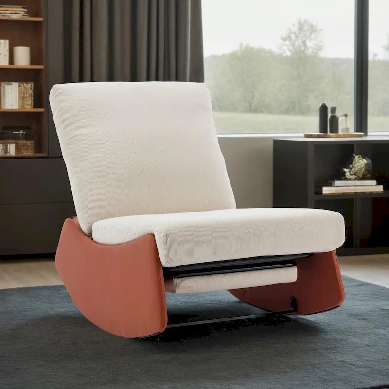 Modern Rocking Recliner Lounge Chair with Adjustable Footrest and Cushion