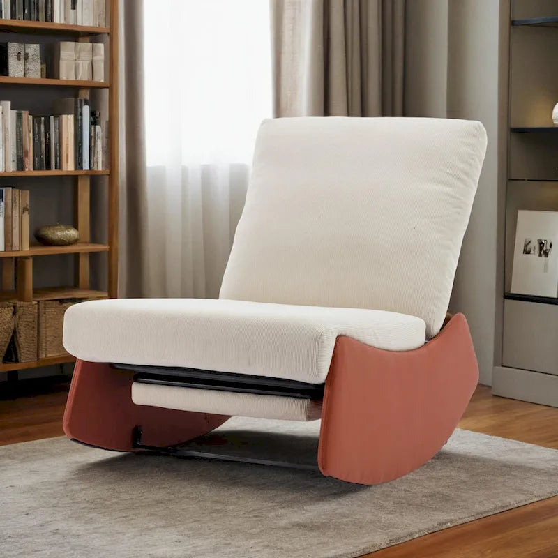 Modern Rocking Recliner Lounge Chair with Adjustable Footrest and Cushion