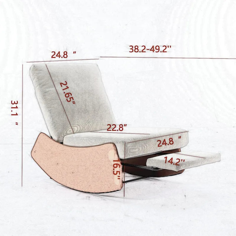 Modern Rocking Recliner Lounge Chair with Adjustable Footrest and Cushion