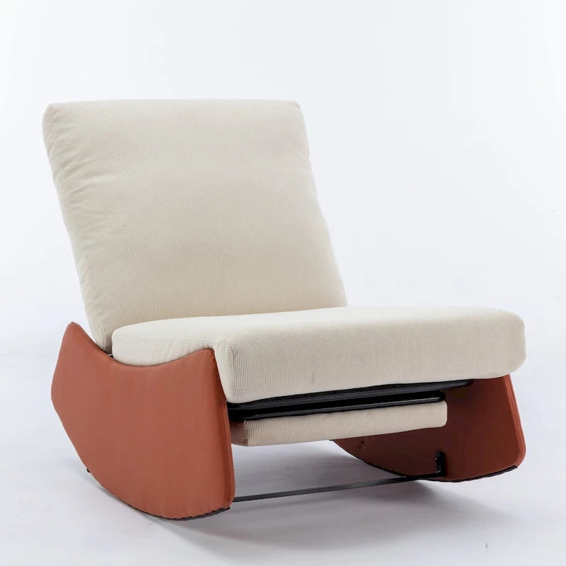 Modern Rocking Recliner Lounge Chair with Adjustable Footrest and Cushion