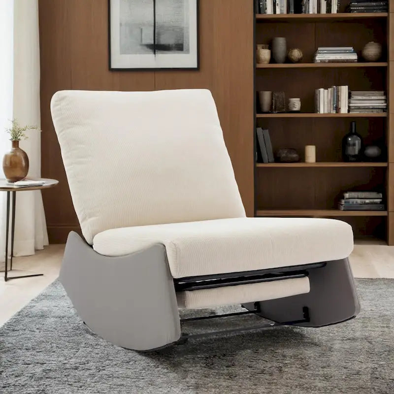 Modern Rocking Recliner Lounge Chair with Adjustable Footrest and Cushion