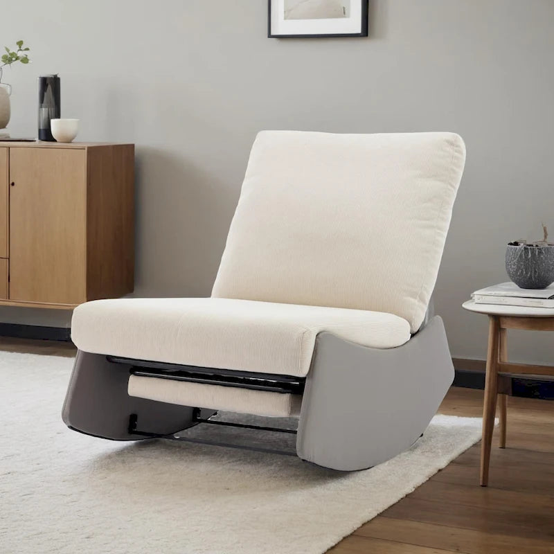Modern Rocking Recliner Lounge Chair with Adjustable Footrest and Cushion