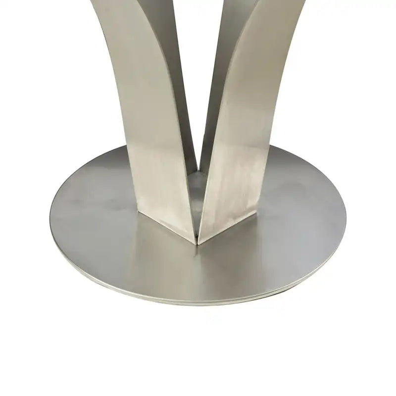 48-Inch Round Glass Top Dining Table with Chrome Stainless Steel Base