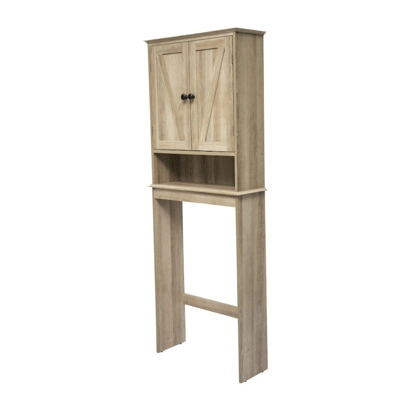 Brown Farmhouse Over the Toilet Storage Cabinet with 2 Shelves