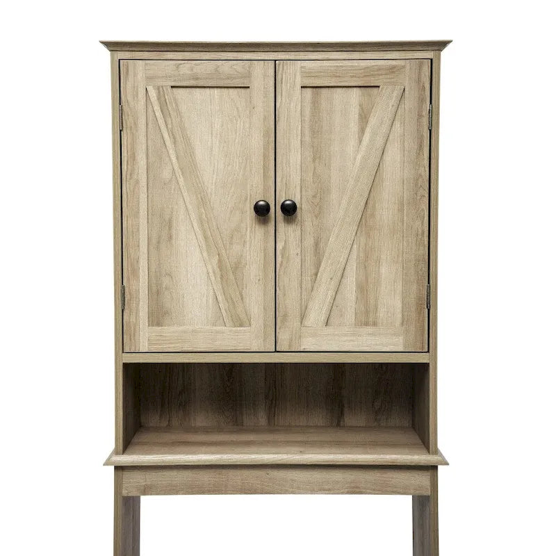 Brown Farmhouse Over the Toilet Storage Cabinet with 2 Shelves