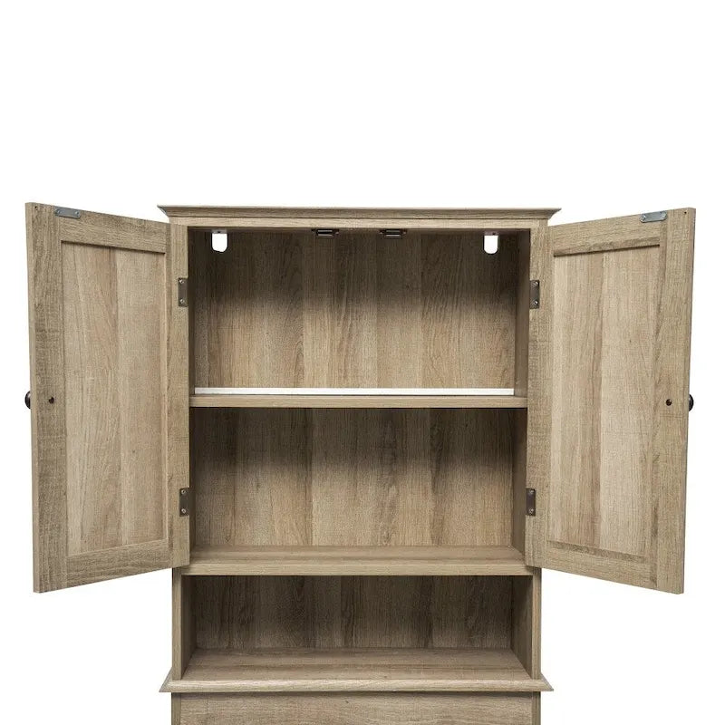 Brown Farmhouse Over the Toilet Storage Cabinet with 2 Shelves