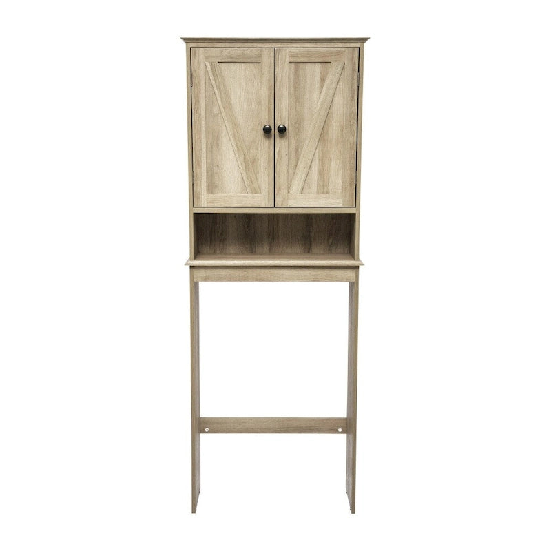 Brown Farmhouse Over the Toilet Storage Cabinet with 2 Shelves