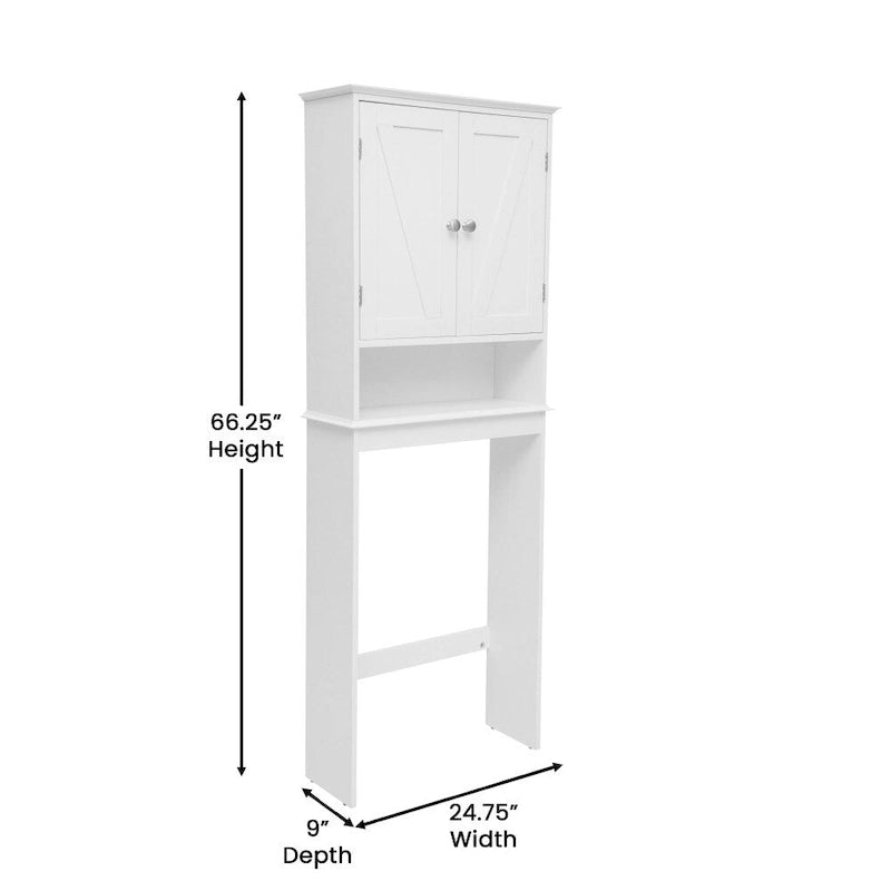 Brown Farmhouse Over the Toilet Storage Cabinet with 2 Shelves
