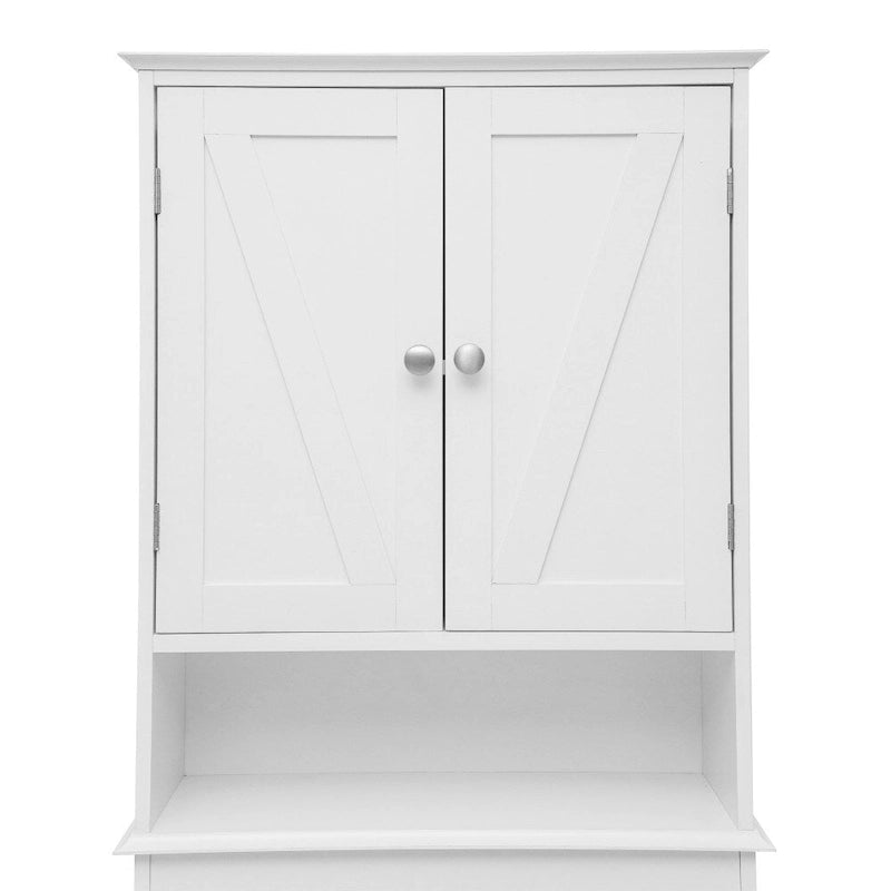 Brown Farmhouse Over the Toilet Storage Cabinet with 2 Shelves