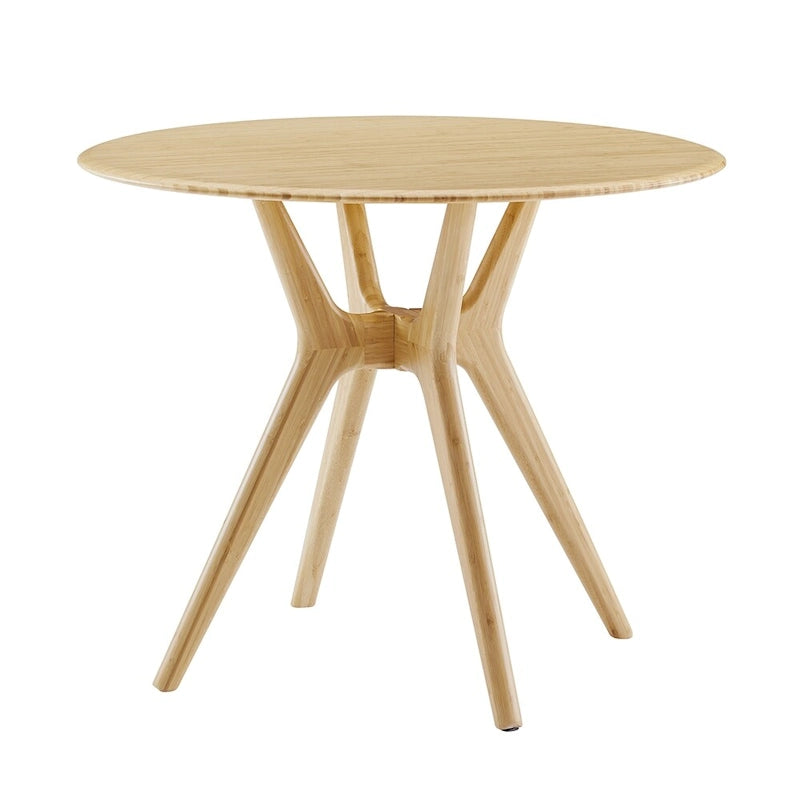 36 Inch Round Solid Bamboo Dining Table in Copper Finish - Danish Style