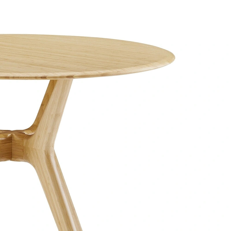 36 Inch Round Solid Bamboo Dining Table in Copper Finish - Danish Style