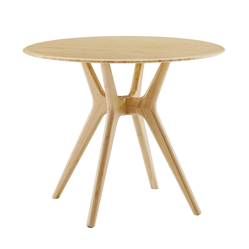 36 Inch Round Solid Bamboo Dining Table in Copper Finish - Danish Style