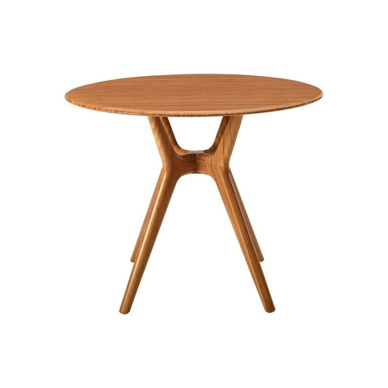 36 Inch Round Solid Bamboo Dining Table in Copper Finish - Danish Style