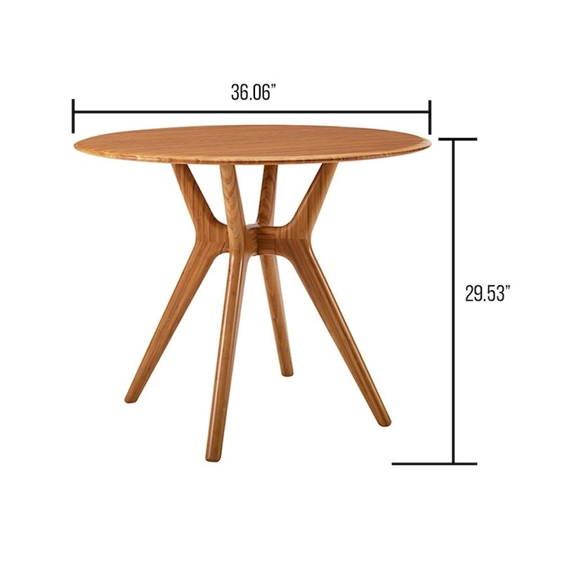 36 Inch Round Solid Bamboo Dining Table in Copper Finish - Danish Style