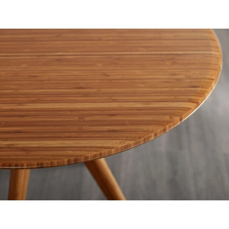 36 Inch Round Solid Bamboo Dining Table in Copper Finish - Danish Style