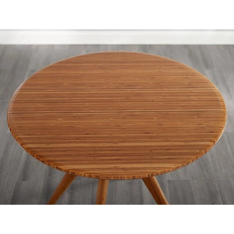 36 Inch Round Solid Bamboo Dining Table in Copper Finish - Danish Style