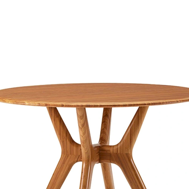 36 Inch Round Solid Bamboo Dining Table in Copper Finish - Danish Style