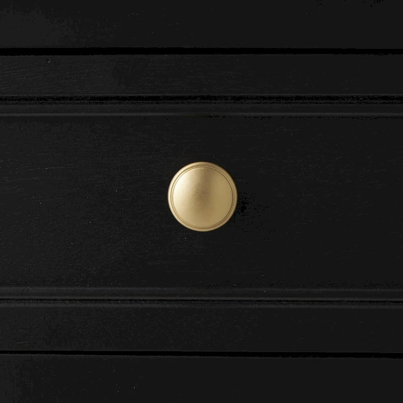 Handmade Black Wood Storage Cabinet with Rattan Front, 2 Drawers and 2 Doors